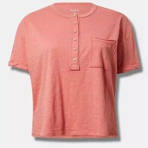 Torrid Coral Henley Tee